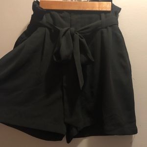 Semi-formal paper bag black shorts-elastic waist, size Medium never worn